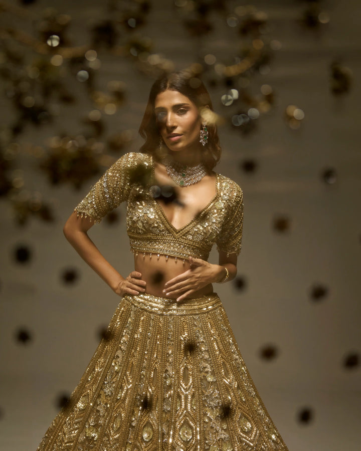 GOLD JUNIPER BRIDAL LEHENGA SET