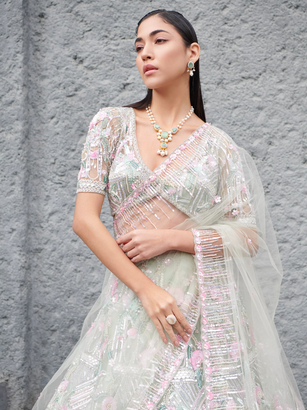 LIGHT MINT CERADON LEHENGA SET