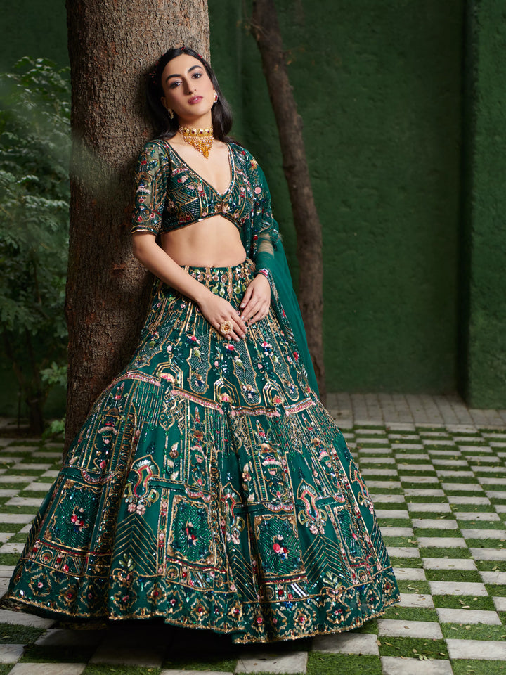 EMERALD GREEN LEHENGA SET