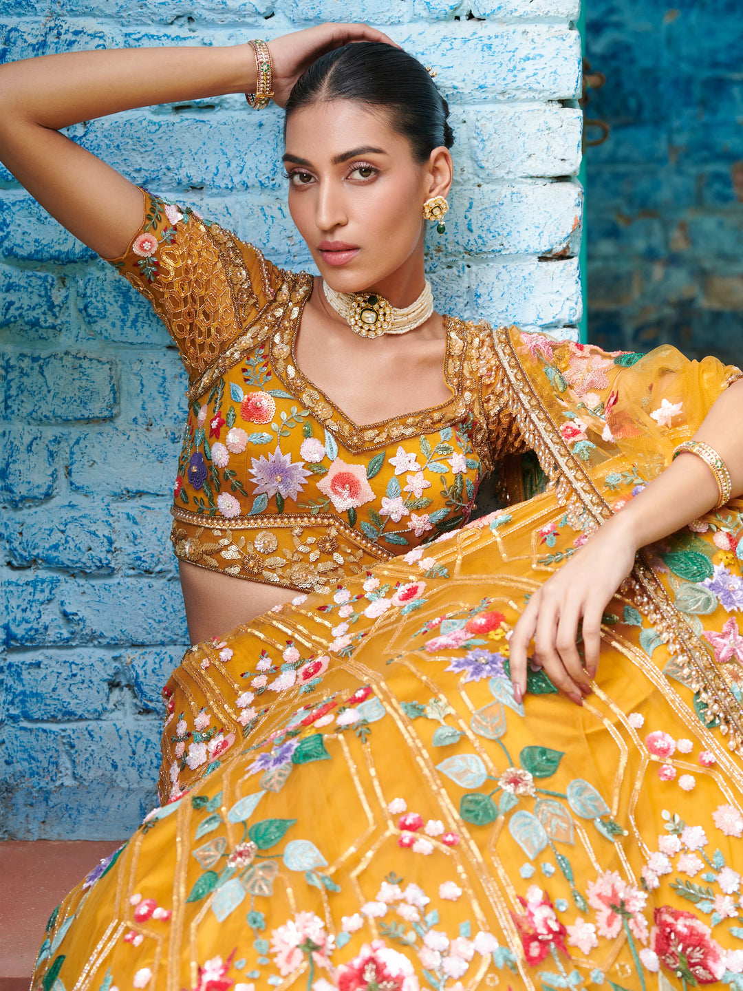 YELLOW MULTICOLOUR ZION LEHENGA SET