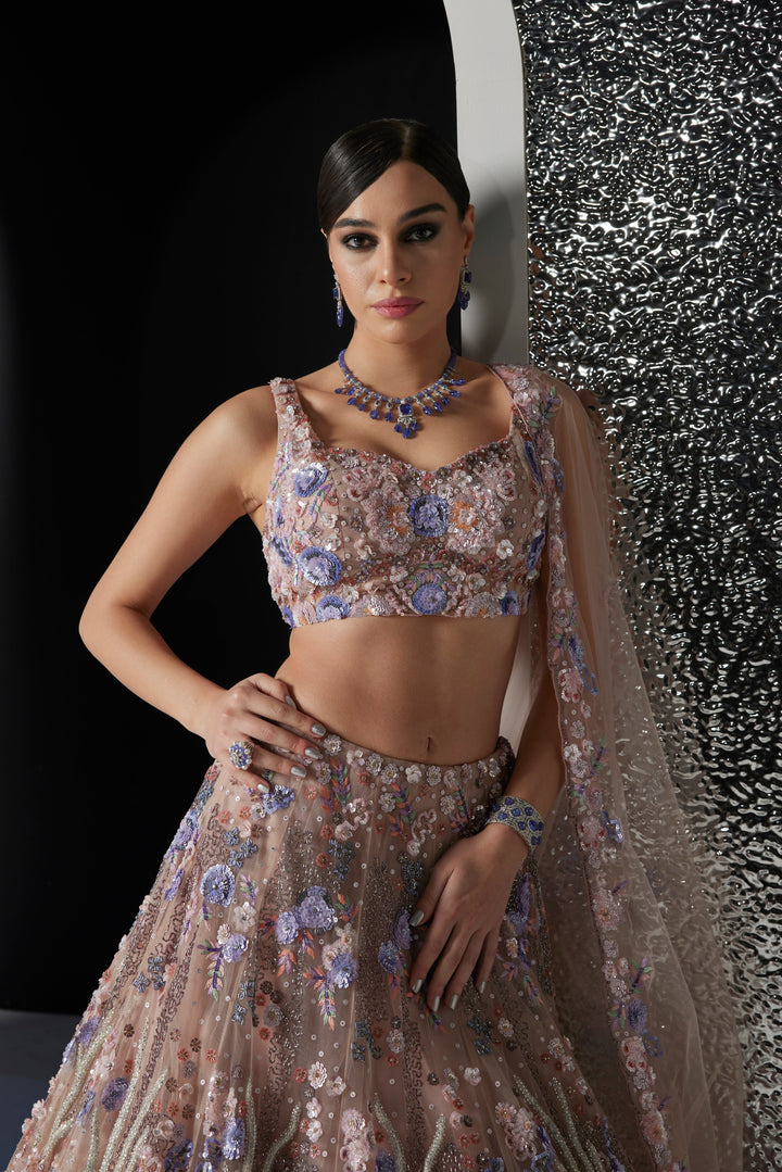 LILAC MULTICOLOR PHOENIX LEHENGA SET