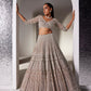 DULL BROWN AND SILVER CHARLOTTE LEHENGA SET