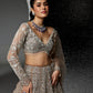 DULL GREY AND SILVER NATALIE LEHENGA SET