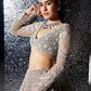 DULL GREY AND SILVER NATALIE LEHENGA SET