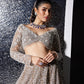 DULL GREY AND SILVER NATALIE LEHENGA SET