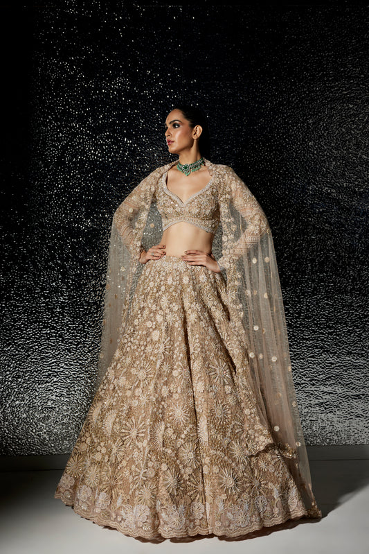 GOLD CAROLINE BRIDAL LEHENGA SET