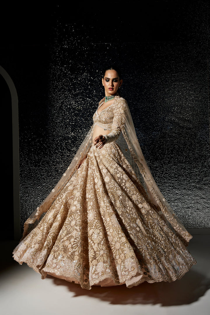 GOLD CAROLINE BRIDAL LEHENGA SET