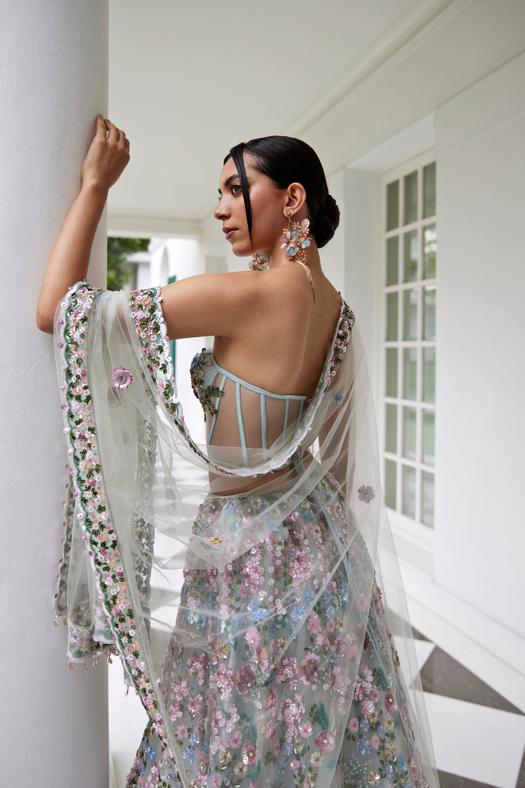 SEAFOAM GREEN LEHANGA CORSET DUPATTA