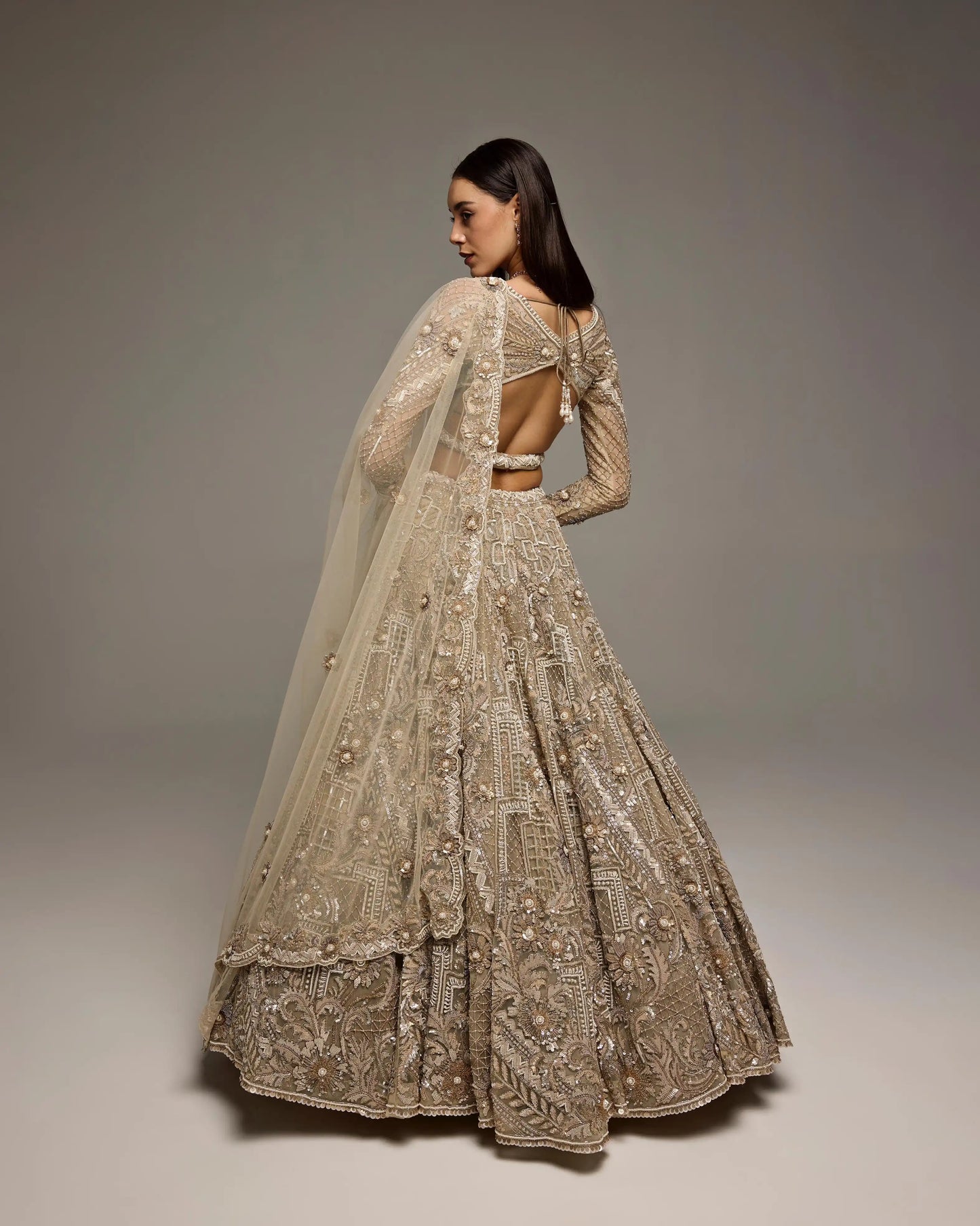 SOFT CHAMPAGNE GOLD ORIANE BRIDAL LEHENGA