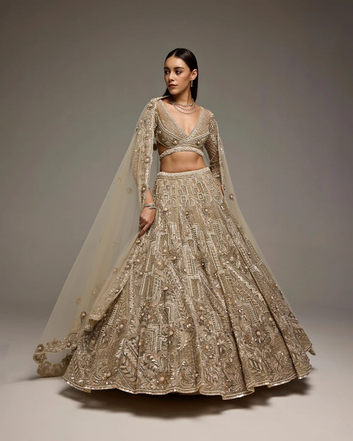 SOFT CHAMPAGNE GOLD ORIANE BRIDAL LEHENGA