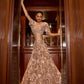 SOFT GOLD CAMELLIA 3D EMBROIDERED LEHENGA SET