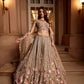 GOLD MULTICOLOUR 3D EMBROIDERED ZINNIA LEHENGA SET