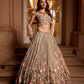 GOLD MULTICOLOUR 3D EMBROIDERED ZINNIA LEHENGA SET