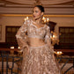 SOFT GOLD CAMELLIA 3D EMBROIDERED LEHENGA SET