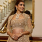 Luxury Indian bridal lehenga in champagne gold with modern blouse and designer dupatta