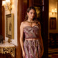 Opus Atelier couture metallic plum lehenga gown with structured blouse and dupatta