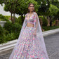 Handcrafted pastel lavender lehenga with multicolour floral embroidery for weddings