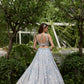 Powder blue lehenga with silver embroidery and floral 3D embellishments by Opus Atelier