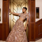 SOFT GOLD CAMELLIA 3D EMBROIDERED LEHENGA SET